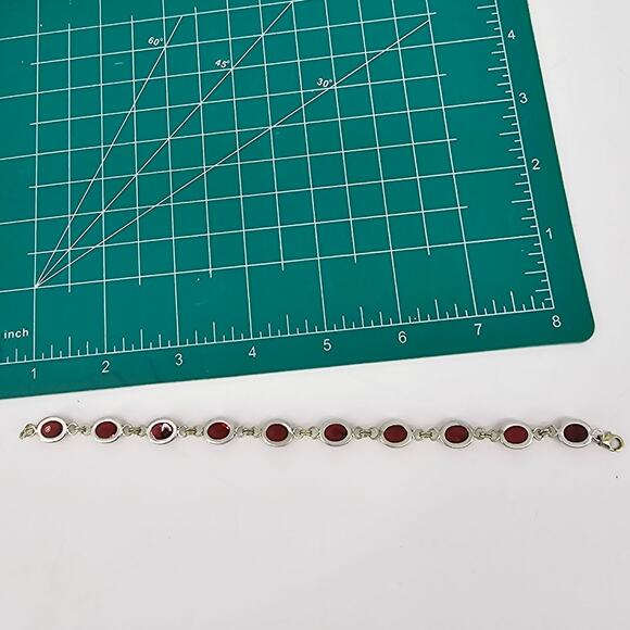 Baltic Cognac Amber Link Tennis Bracelet Silver 8" Not Stamped Boho Bohemian - Picture 4 of 4